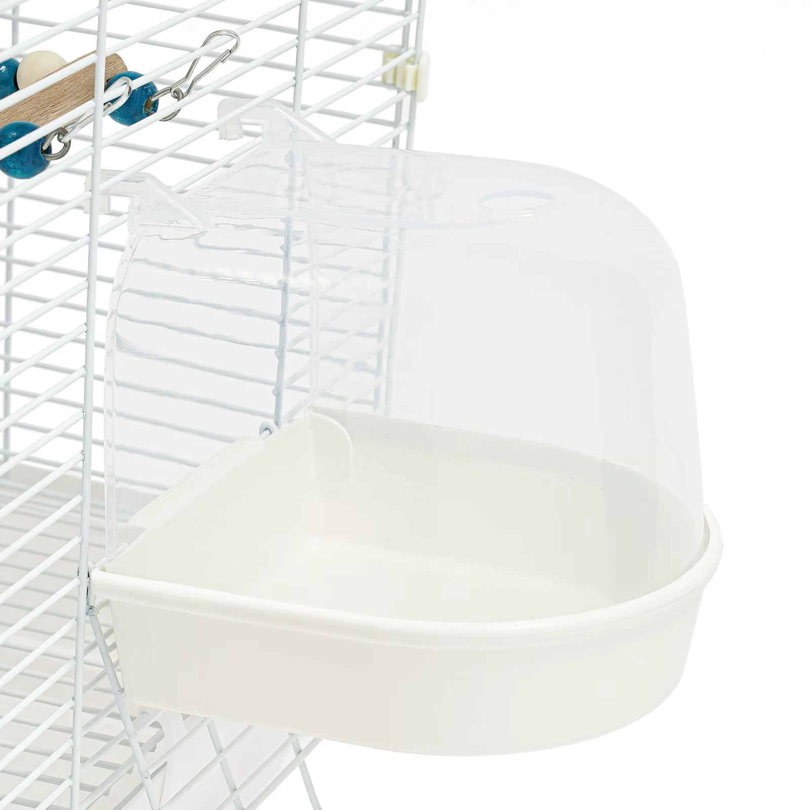 Jaula de 47*30*77cm para 4-6 aves pequeñas, blanca, de 2 niveles, jaula grande para periquitos, estilo británico con recipientes de agua/comida, para canarios, periquitos, ninfas y fénix negro — imagen 4