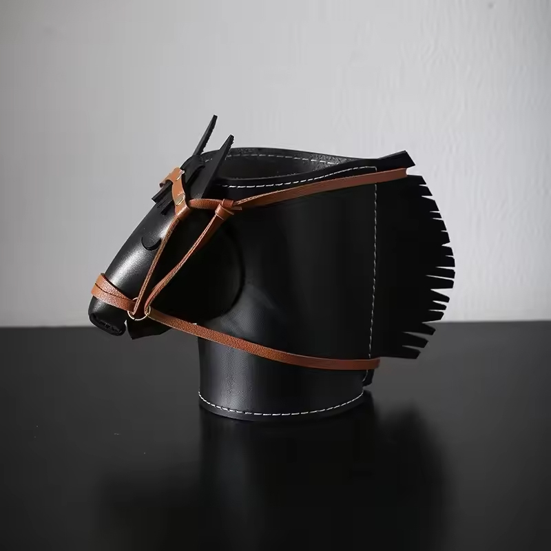 Leather Horse Head Storage Box, Makeup & Jewelry Organizer for Desk, Living Room & Study — image 2