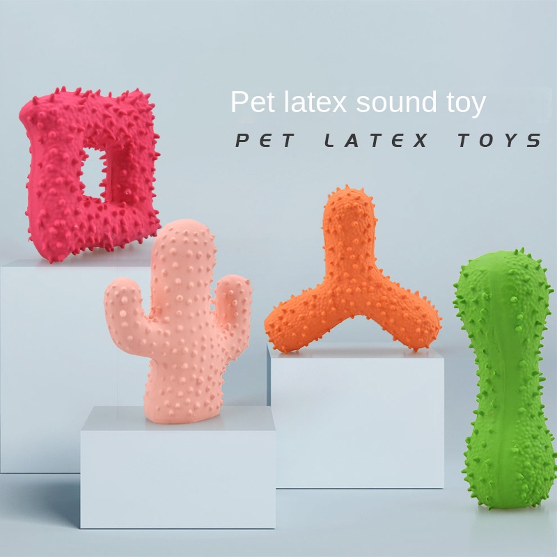 Nuevo Juguetes de Latex para Mascotas con Hueso Picado y Cuatro Esquinas Sonoro de Latex Durable Toy para Limpiar Dientes del Perro — imagen 1