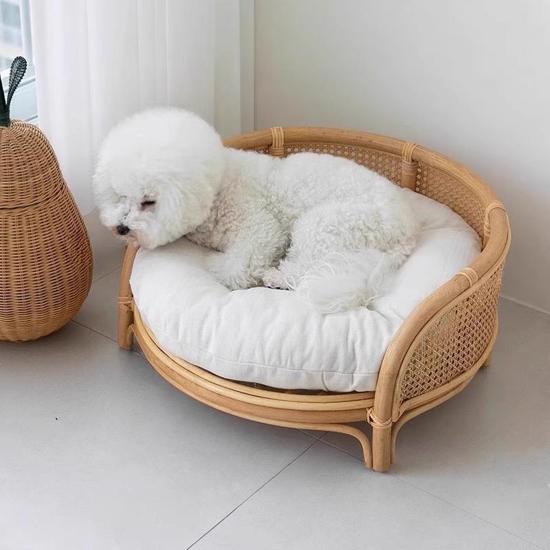 Cama de mimbre natural para perros y gatos, cuna Teddy, cuna Princesa — imagen 5