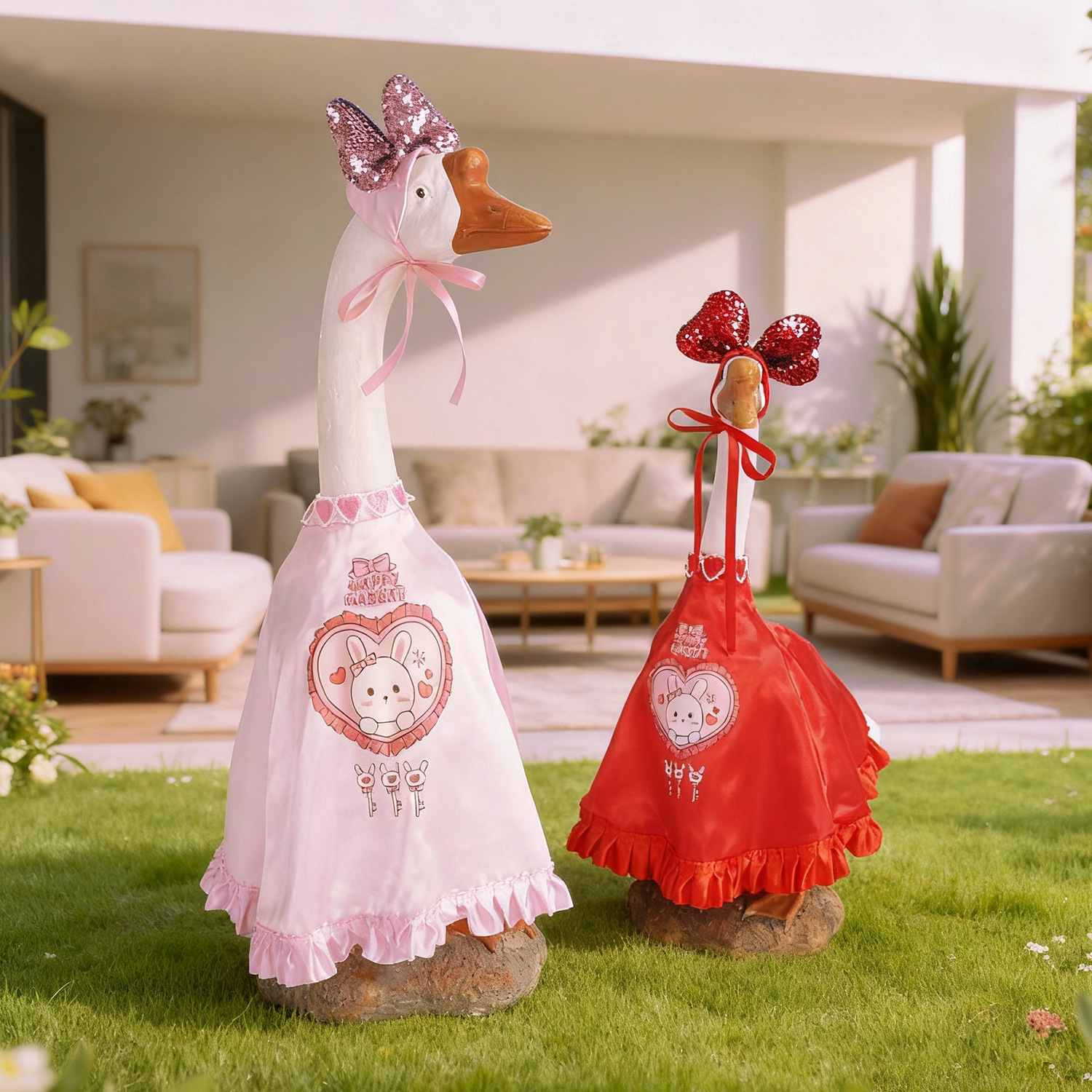 Decoración de Ganso Blanco para Pórtico de Navidad y Pascua, Cambiable con Concha de Conejo — imagen 1