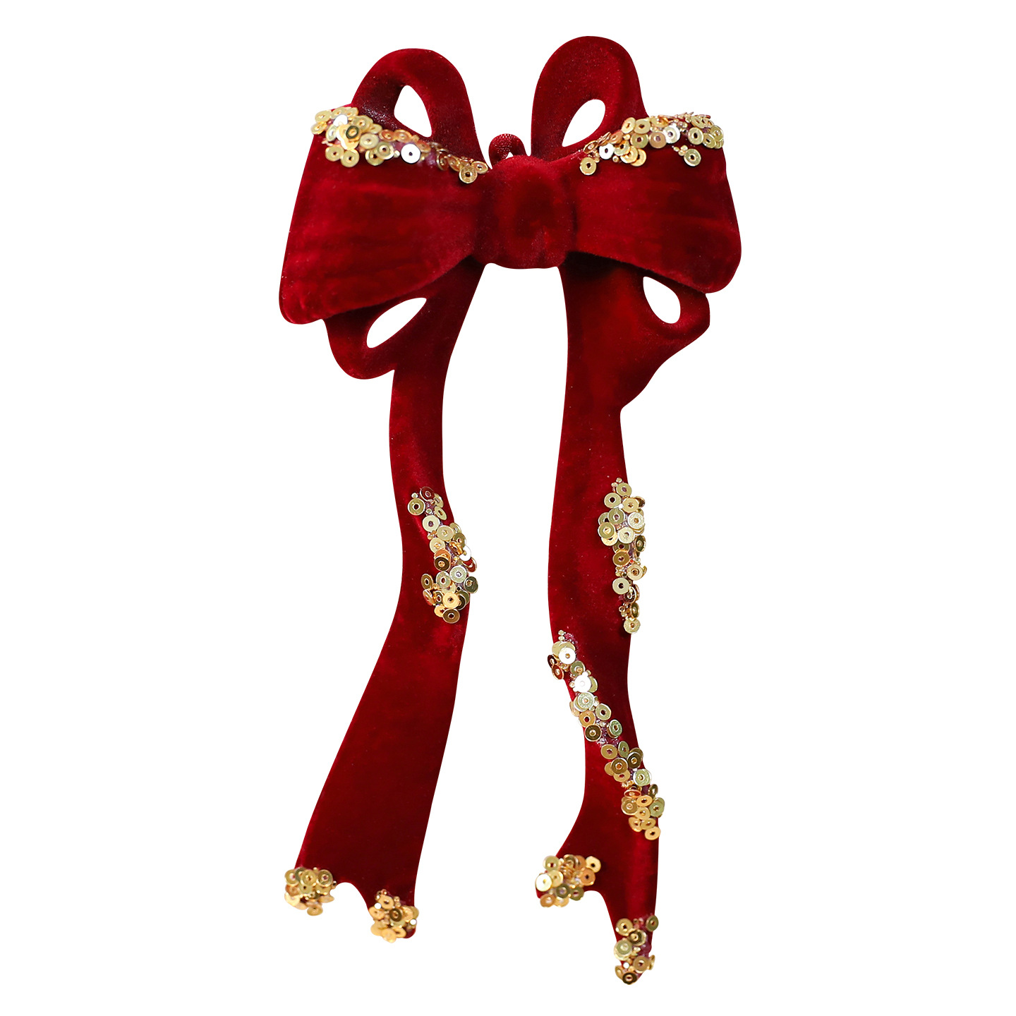 Christmas Decoration Velvet Red Wreath Bow Deer Ornament Tree Hanging Decor — imagen 6