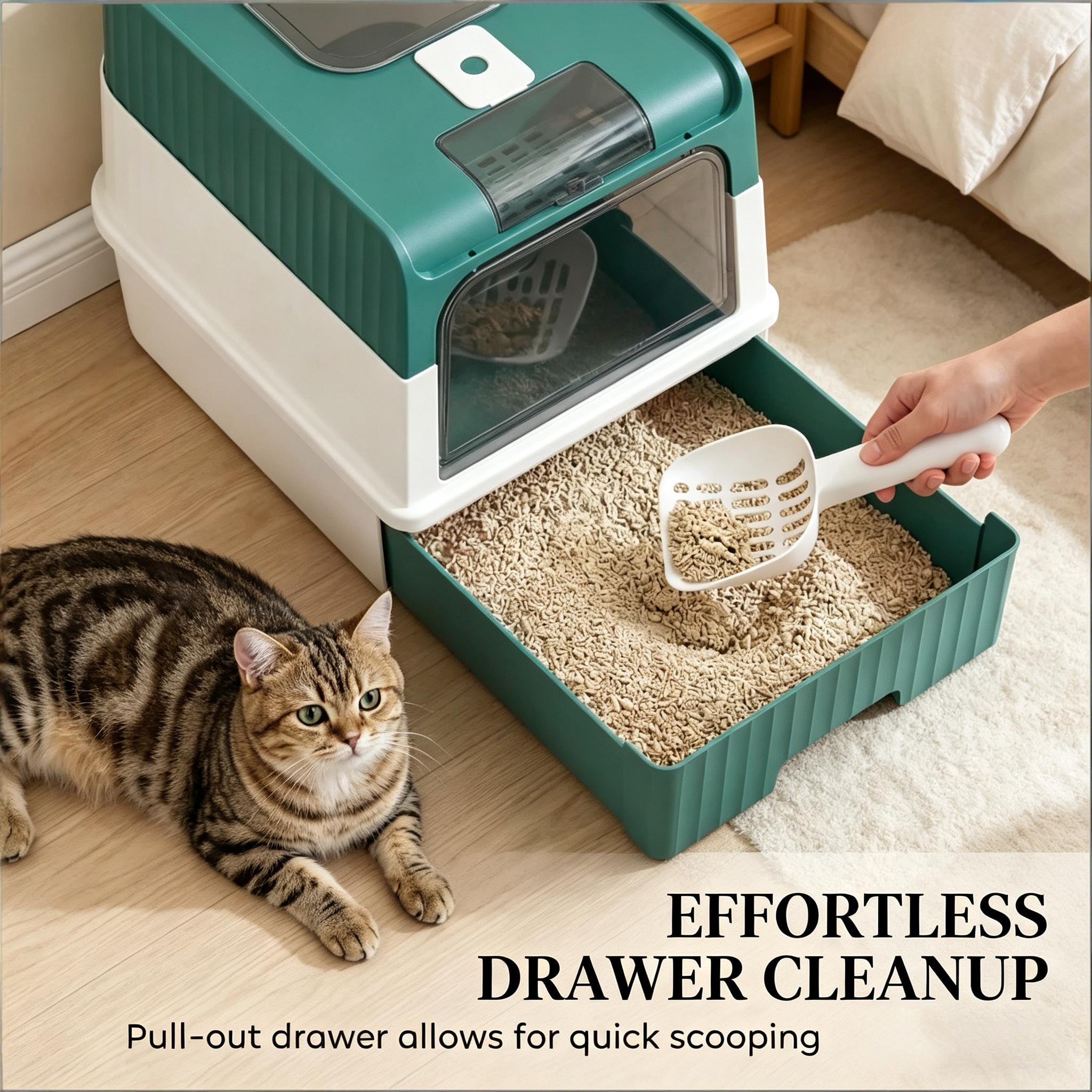 Fully Enclosed Litter Box, Compact Cat Litter Box, Pet Litter Box — image 9