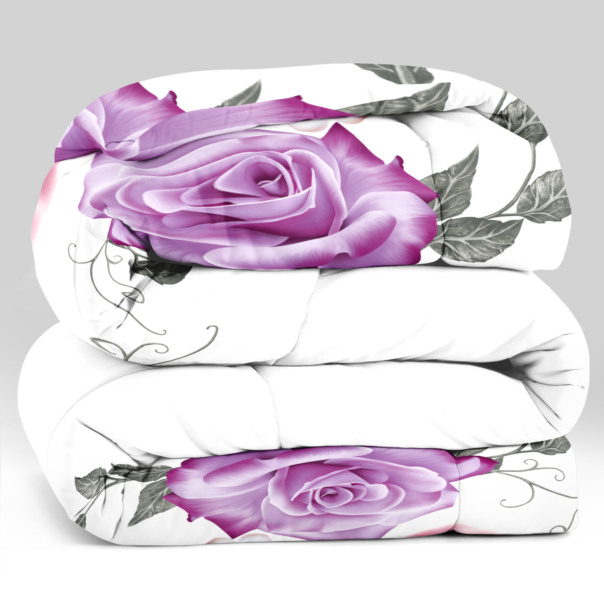 Set de Edredón y Cortinas de 9 Piezas 'Habitación en una Bolsa', Diseño Americano con Estampado Floral de Rosas Magenta y Morado Intenso, Colcha Gruesa con 6 Paneles de Cortina Personalizables, Apto para Mascotas de Alto Gramaje — imagen 6