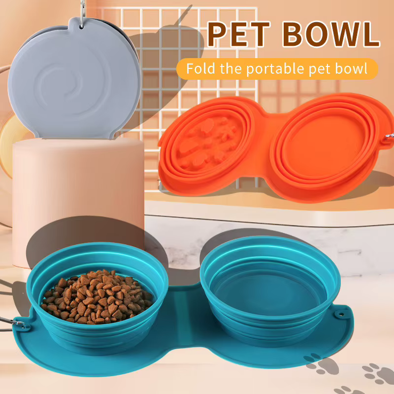 Comedero Doble Plegable 2 en 1 Bolsa Portátil de Silicona para Comida y Premios para Perros, Comedero de Viaje para Perros y Gatos, Artículos para Mascotas — imagen 2