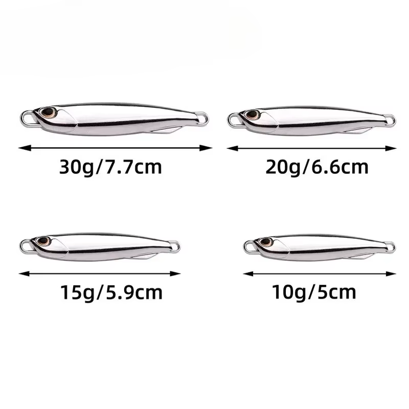 Líneas de Pesca Metálicas 10 piezas/paquete Jig Lures 30g/40g Plata Silvícola para Pescar en Mar — imagen 5