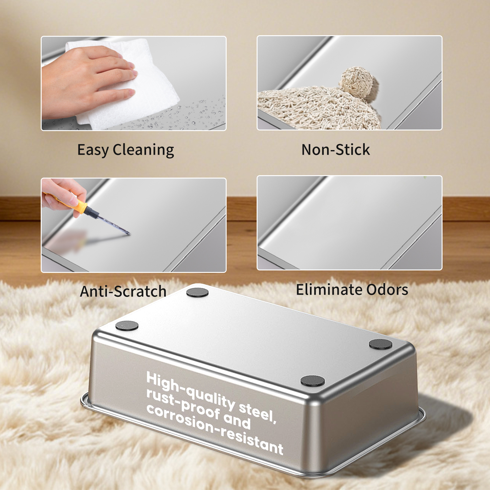 Stainless Steel Cat Litter Box - MSP001 — imagen 7