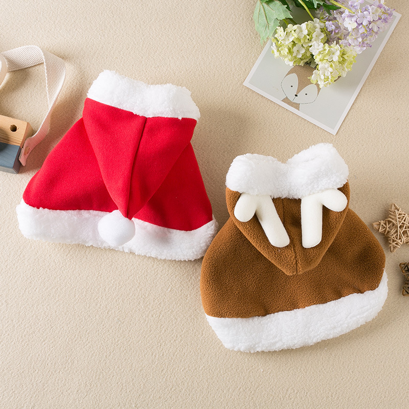 Traje de Navidad para Mascotas - Capa Roja de Cordero con Ciervo — imagen 6