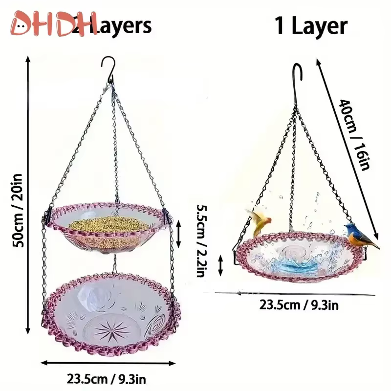 New Bird Flower Shaped Hanging Bird Feeder Birdbath For Garden Yard Farm Supplies Hummingbird Feeder Supplies Birdbath Bird Bath — image 2