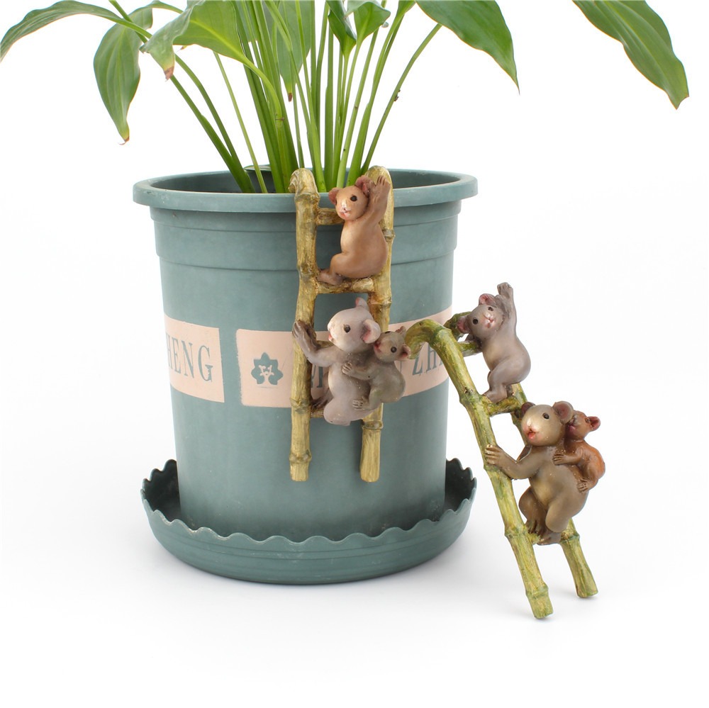 Creative climbing ladder small koala flower pot decoration ornament cup edge hanging decoration — image 5