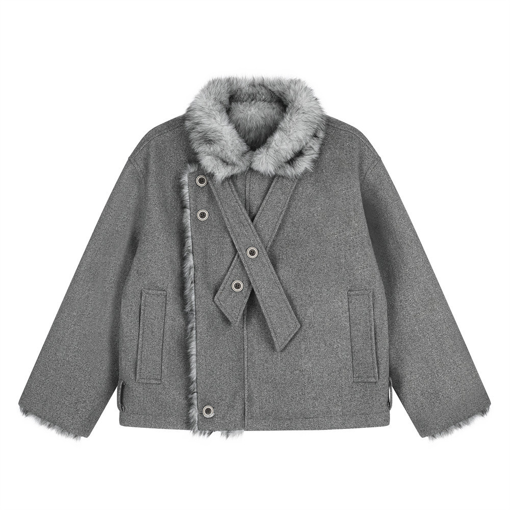 Imitation rabbit fur lapel fur jacket — image 2