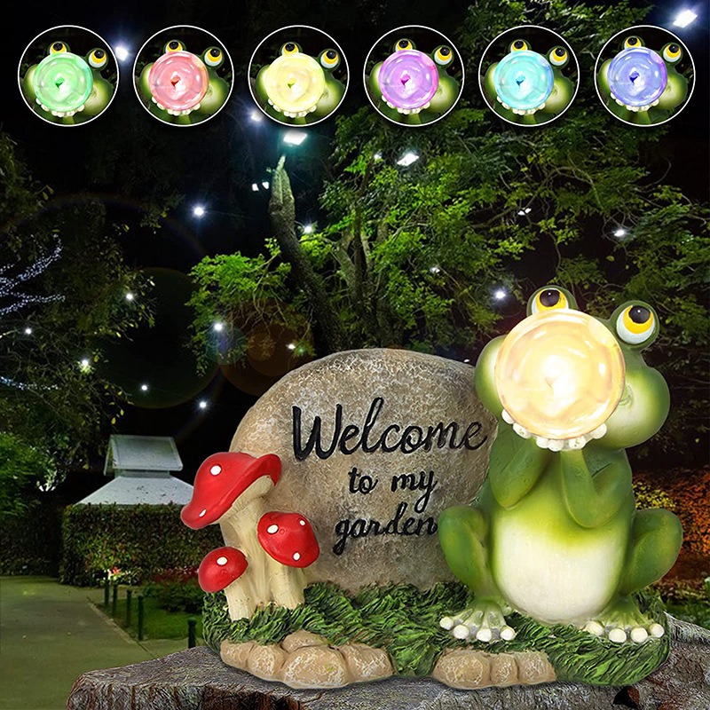 Solar garden lamp frog resin statue decoration — image 6