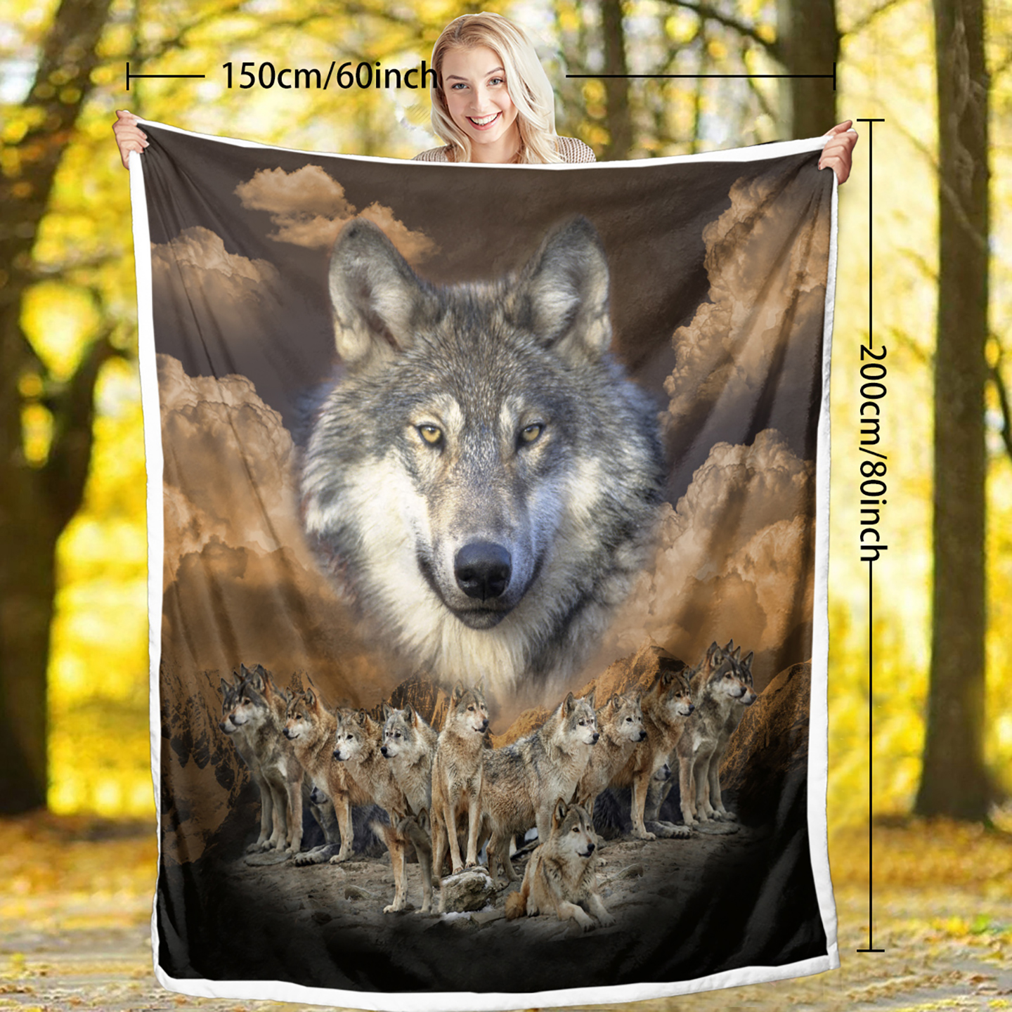 Manta de lobo indio Sherpa para dormir - Cojín de decoración para sofá, cama o silla con textura suave y abrigadora — imagen 9