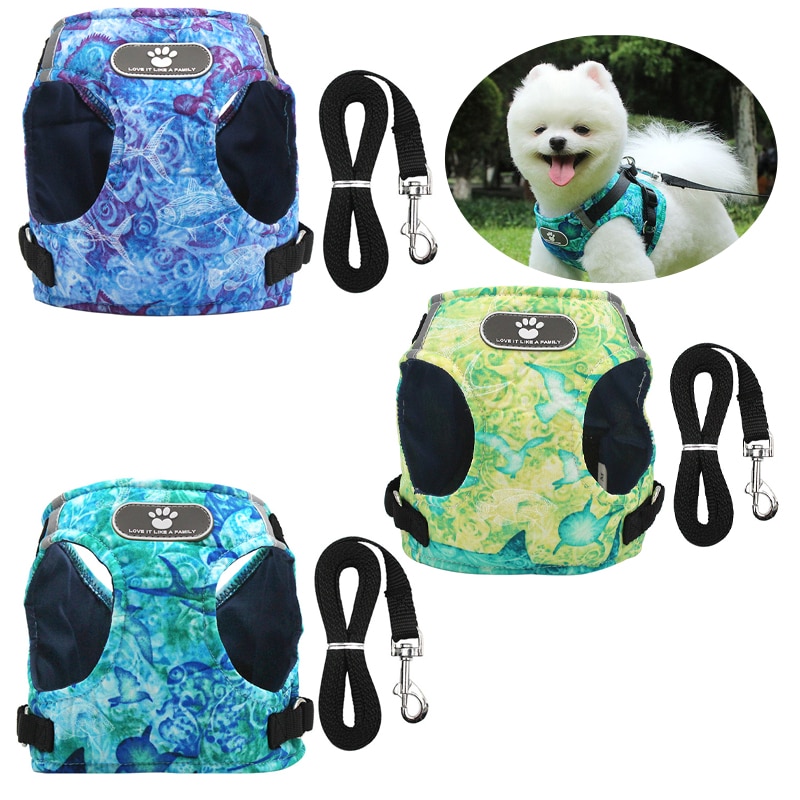 Winter Dog Harness Vest Collar with Leash Set Pet Walking Harness Adjustable Cat Led Reflective — image 2