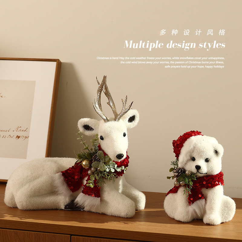 Christmas Decoration Figurines Snowman Santa Reindeer Squirrel Polar Bear Christmas Tree Ornaments Scene Decoration — image 3