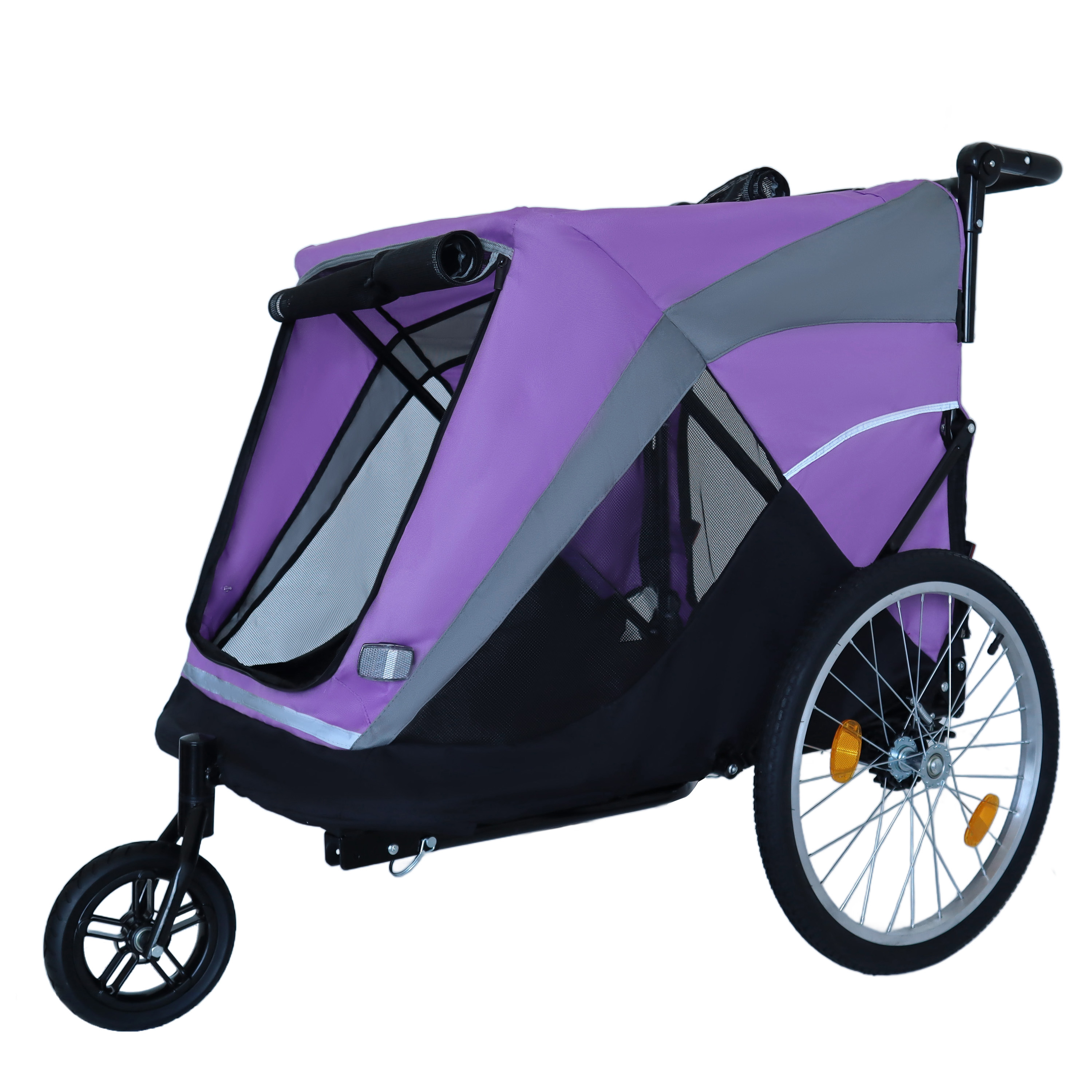 Remolque de Bicicleta y Carrito de Empuje 2 en 1 para Mascotas - Incluye Enganche de Bicicleta Desmontable y Mango de Empuje - Rueda de Liberación Rápida, Correa Interna, Doble Portavasos y Bolsa de Almacenamiento Inferior, Soporta Mascotas de Hasta 100 lbs — imagen 19