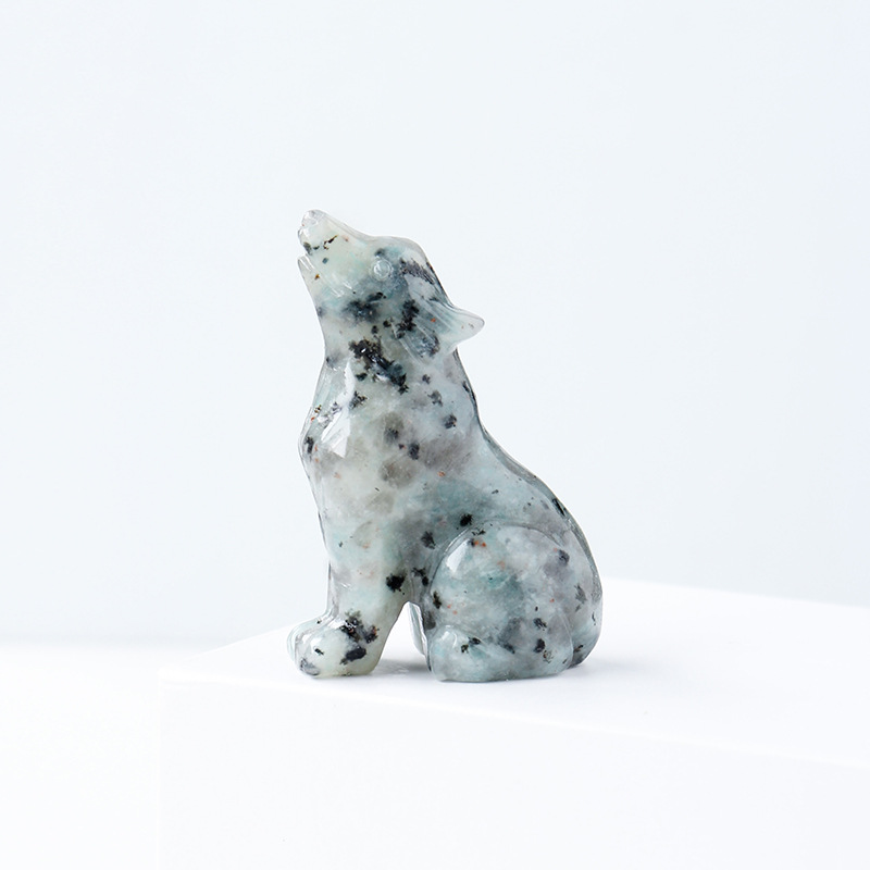 Natural crystal wolf cub carving piece, crystal animal raw stone, mineral specimen, home decoration ornament — image 16