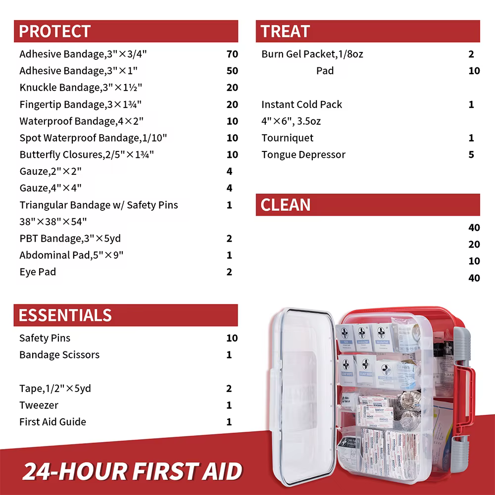 RHINO RESCUE 350 Pieces OSHA All-Purpose First Aid Kit, Home & Office Professional Medical Supplies, for Emergency, School — image 3