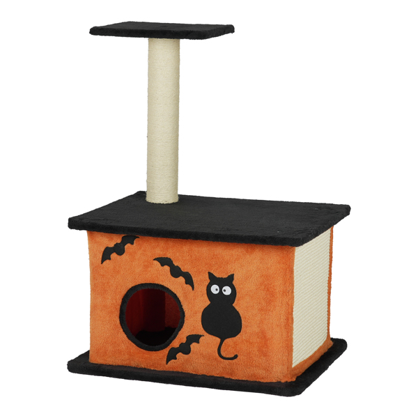 Árbol de Gatos para Halloween, Torre de Gatos con Condo Espacioso y Poste de Rastrillado en Sisal, Negro y Naranja — imagen 3