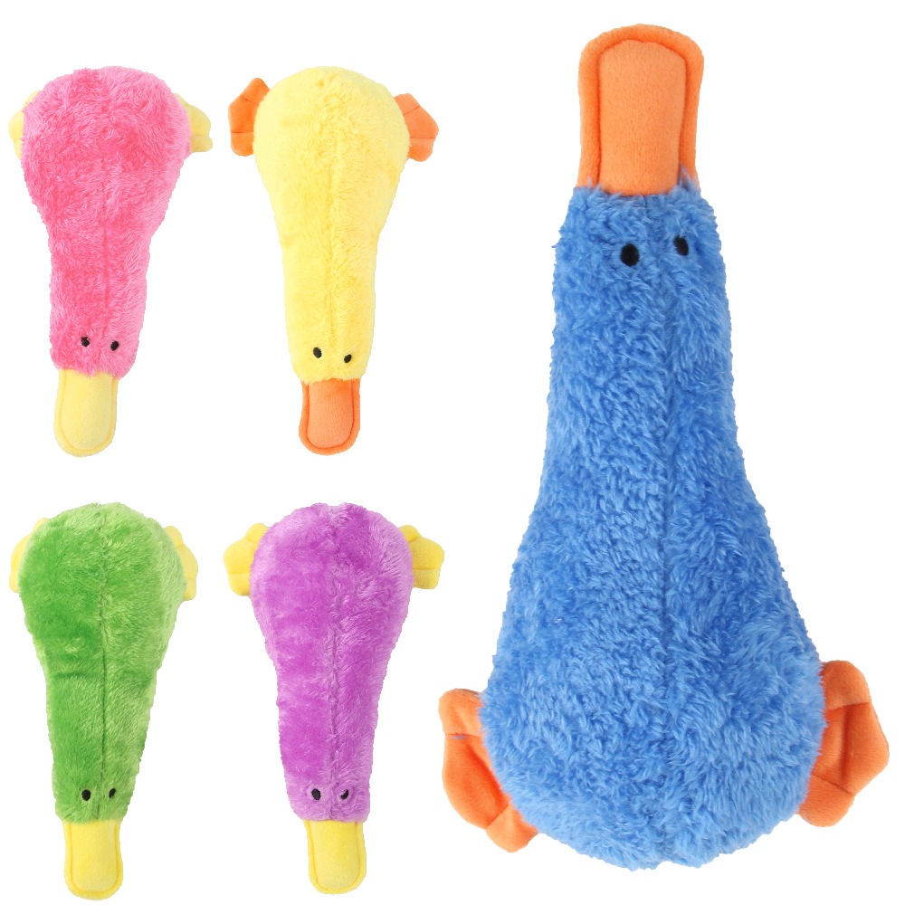 Juguetes de peluche con sonido para mascotas - Perro muerde a pato con alas de cartón — imagen 1