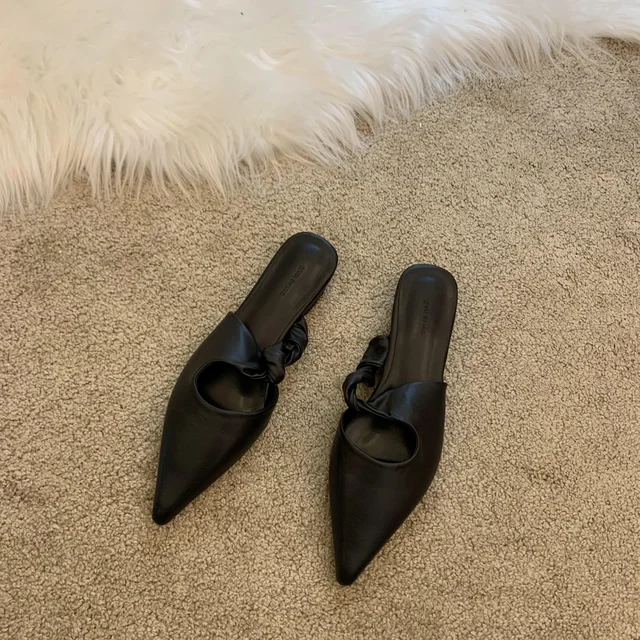 New Spring Women's Slippers Pointed Toe Sandals Slippers Flat Casual All-match Sexy Solid Color Women's Mules Slides — image 8