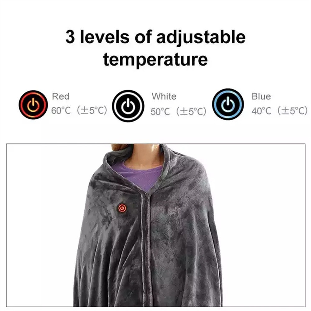 Electric Outer Shawl Blanket Coral Velvet Warm Wrap Cape Cloak USB Charging Heating Blanket Cold Insulation Blanket — image 4