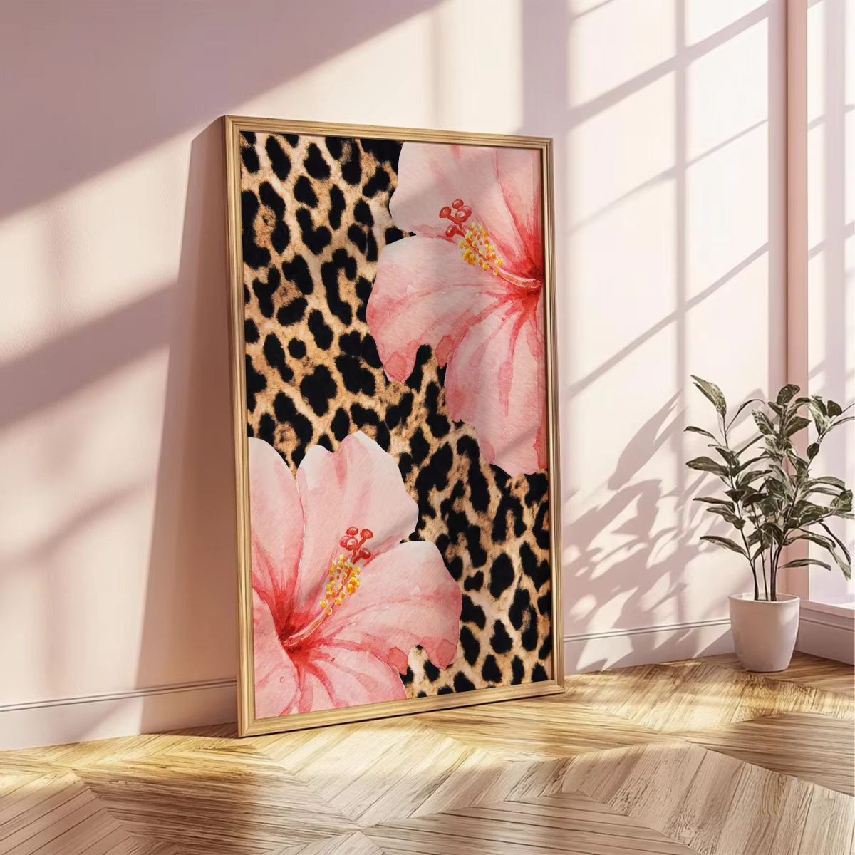 1/3pcs Funky Y2K Leopard Hibiscus Flower Pink Cheetah Canvas Print Poster Vintage Hawaiian Aloha Animal Art Prints Home Decor — image 4