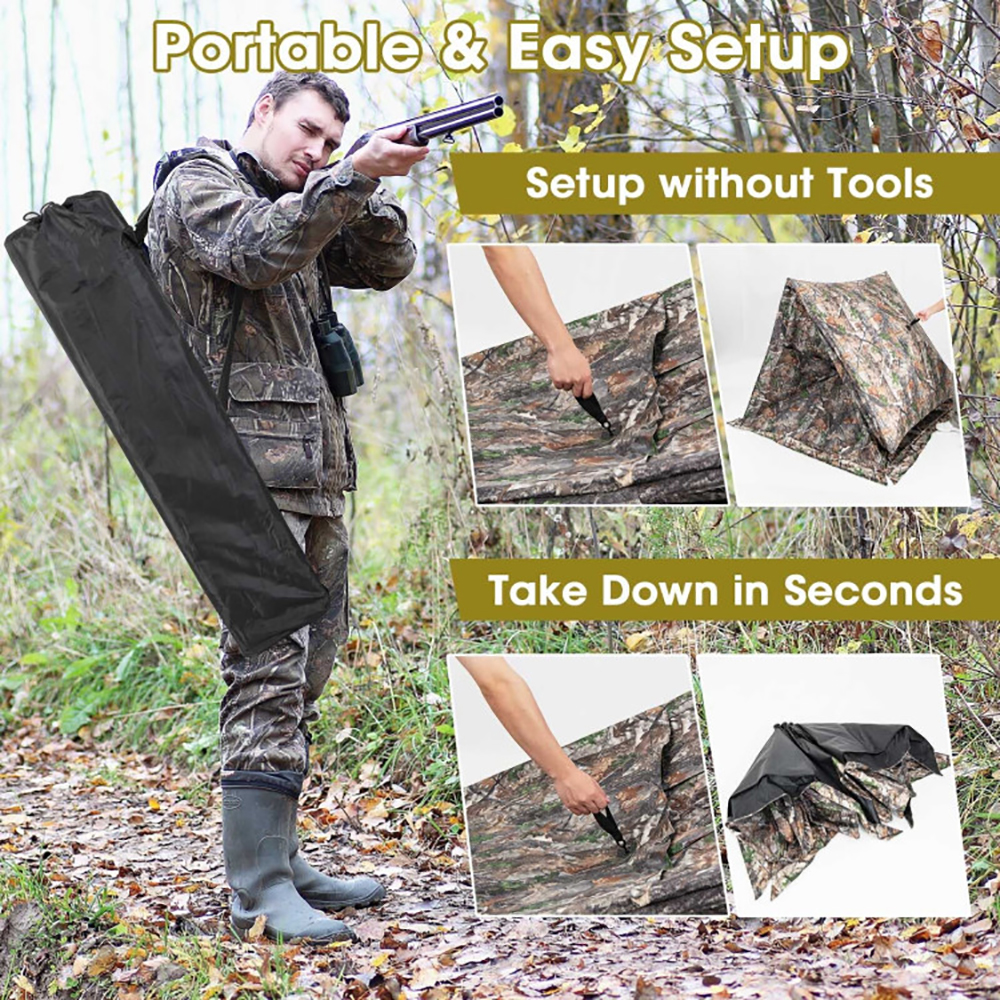Escondite de Caza Portátil para 2-3 Personas, Carpa Emergente para el Suelo con Bolsa de Transporte y Bolsillo de Almacenamiento — imagen 3