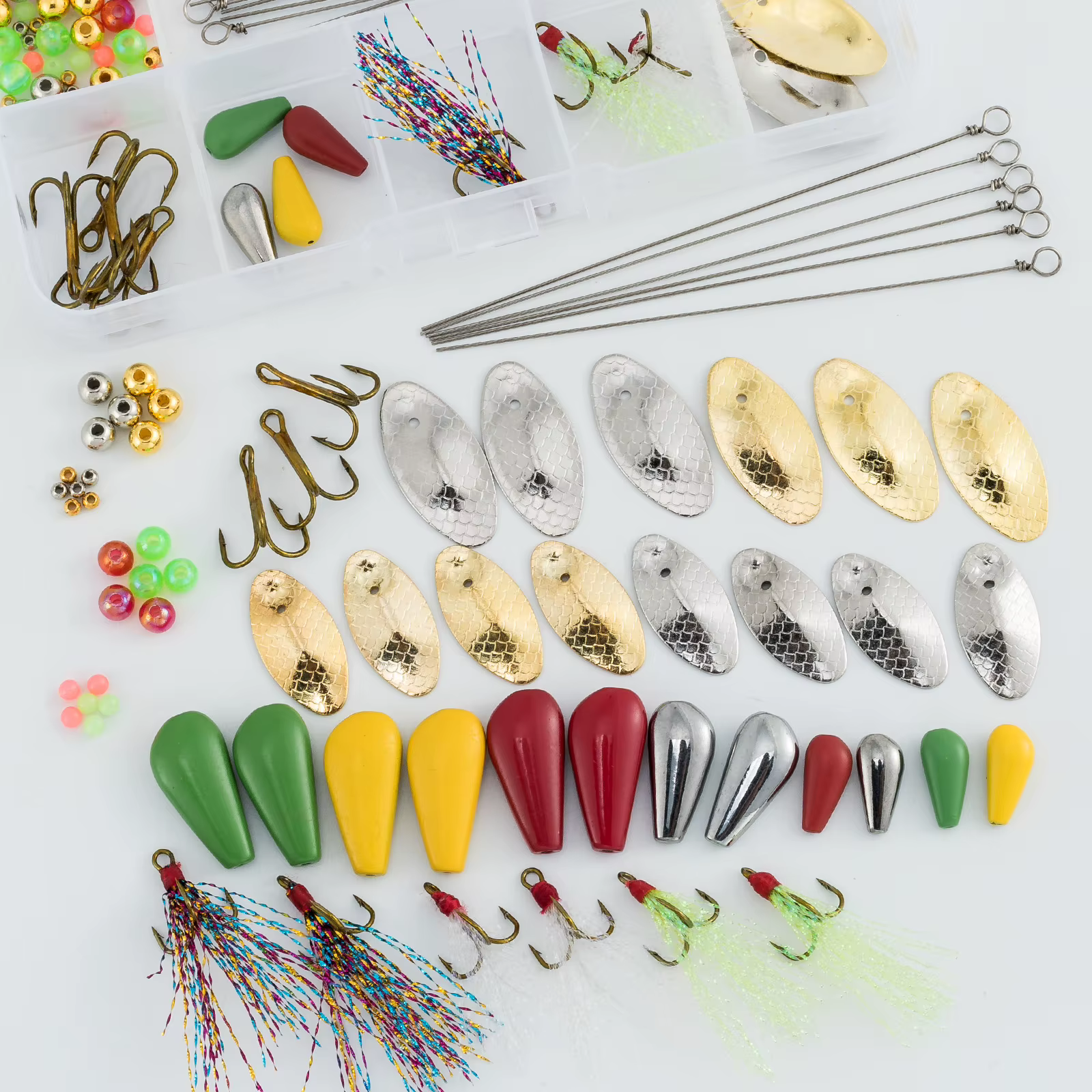 104pcs Inline Spinner Making Kit Fishing Bead Blades Spinnerbait Trolling Walleye Rig Taxes Rig Trout Crappie Bass — image 2