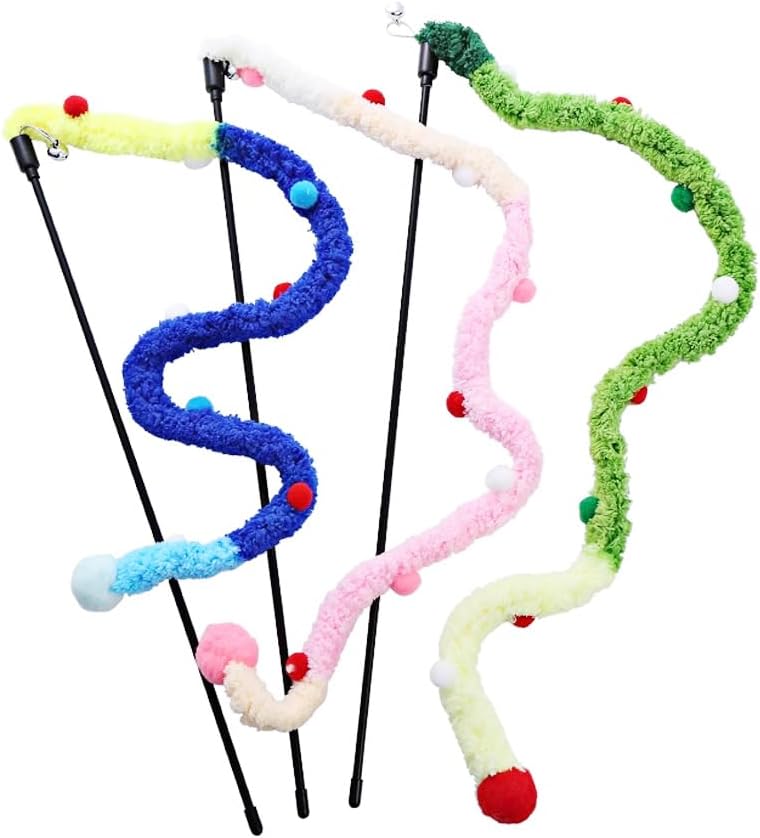 Cat Toys Plush Srtip Cat Wands Interactive Cat Toys Colorful Cat Teaser Wands Interactive Cat Toys For All Breed Sizes — image 10