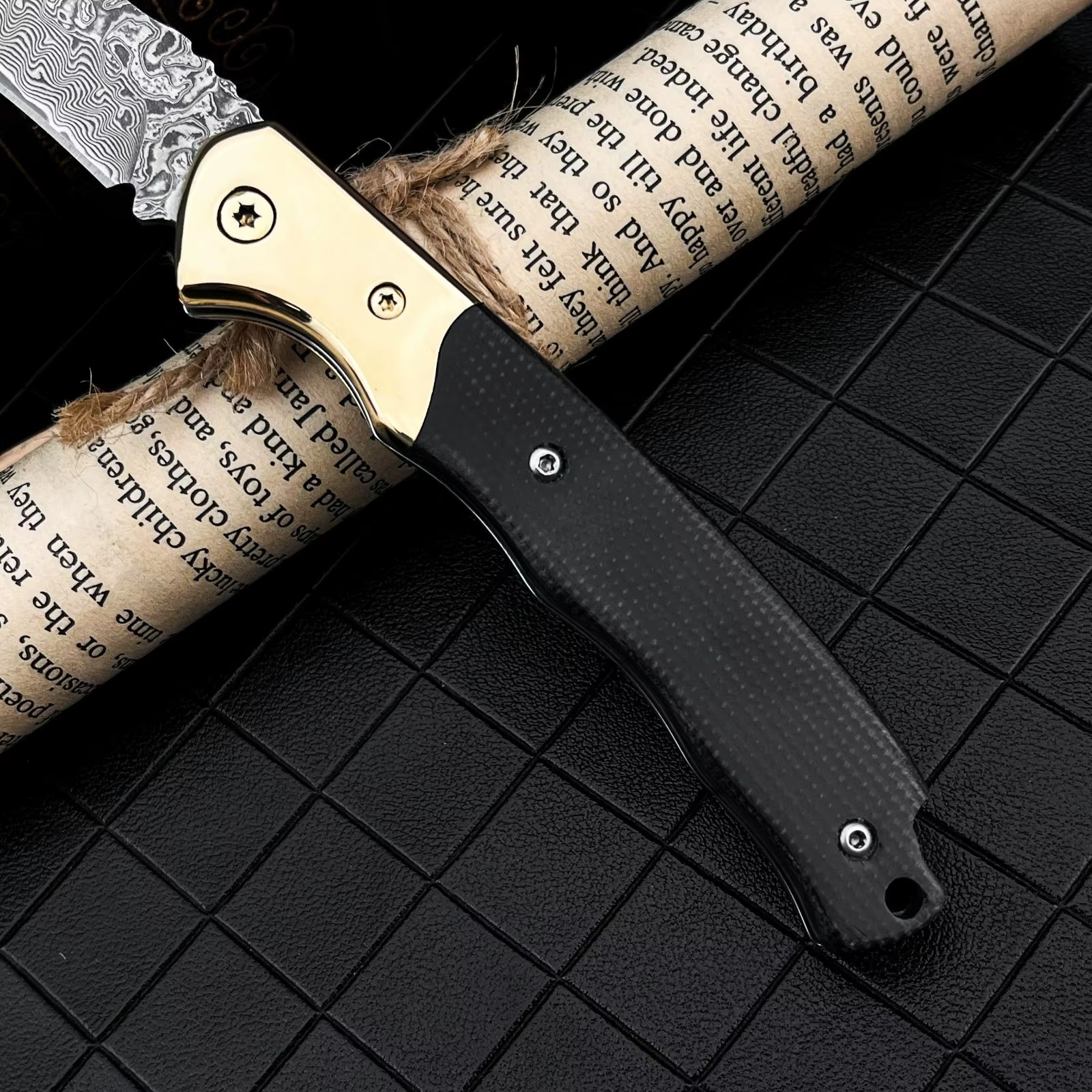High Hardness Damascus Steel Camping Fishing Hiking Folding Knife Outdoor Activities Gear Micarta + Brass Handle Climbing Tools — image 3