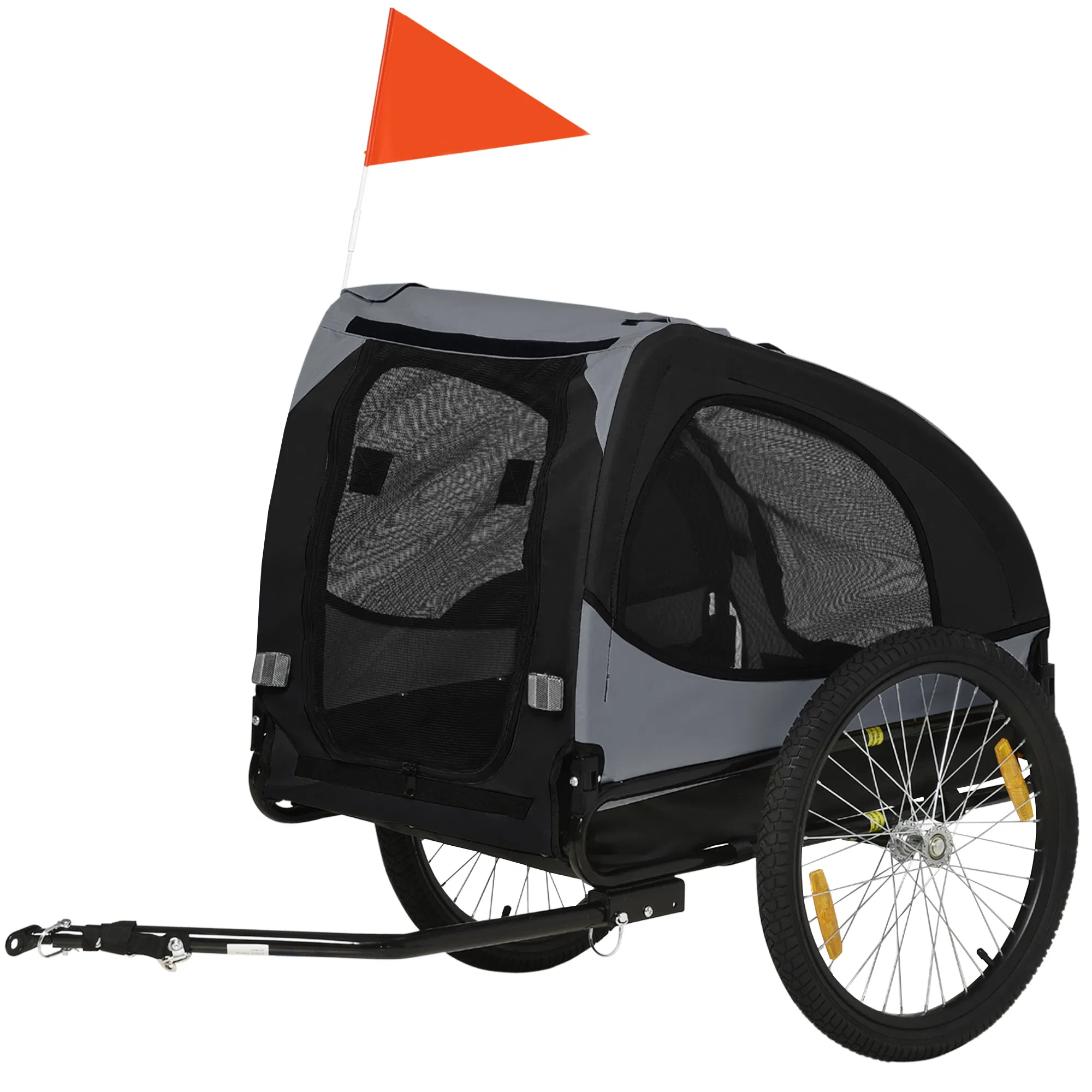 Dog Bike Trailer with Hitch Coupler, Quick Release Wheels, Reflectors, Flag for Medium Dogs, Black — image 1