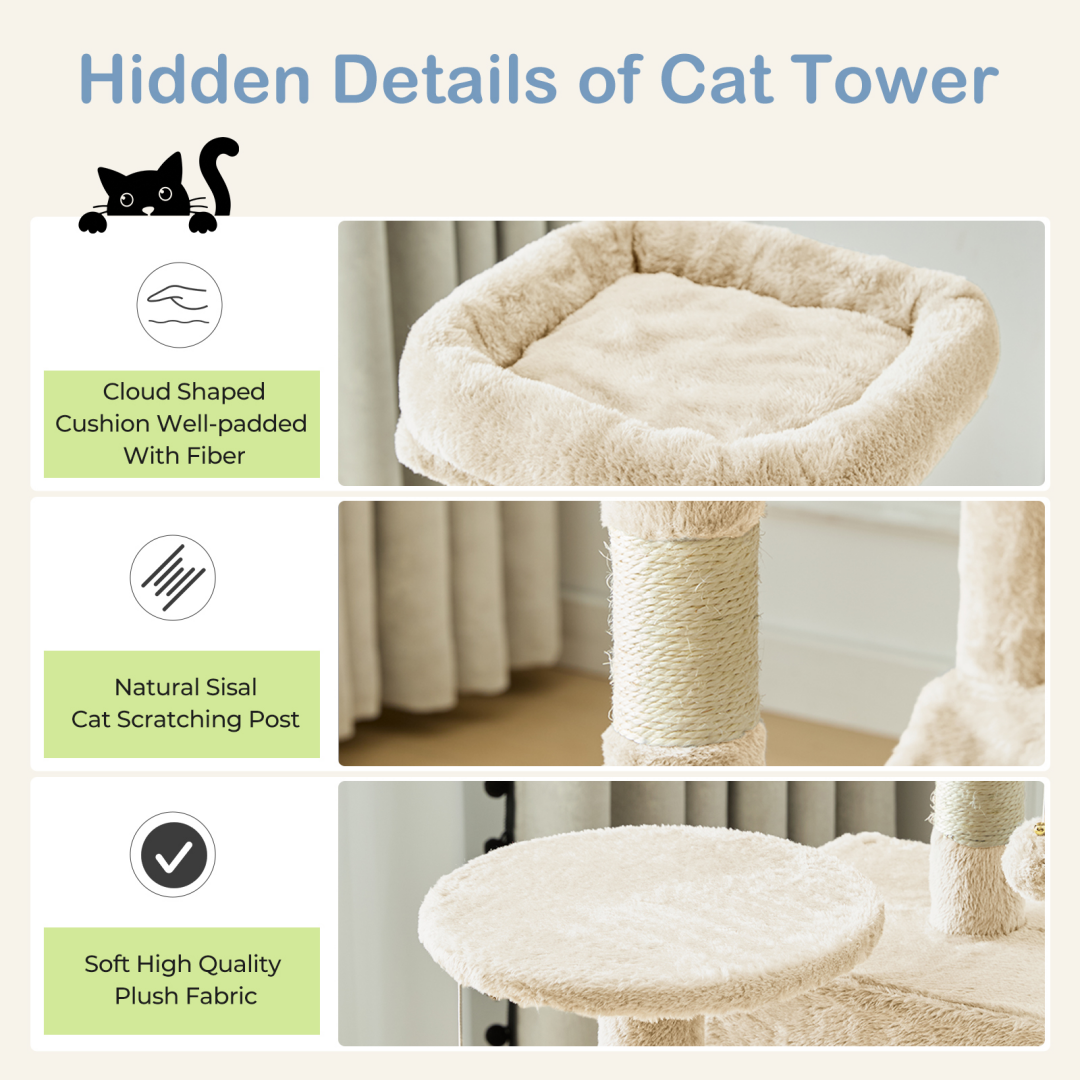 Torre para Gatos de Alto Rendimiento: Arbol Climático con Postes de Escarbar de Sisal Natural — imagen 23