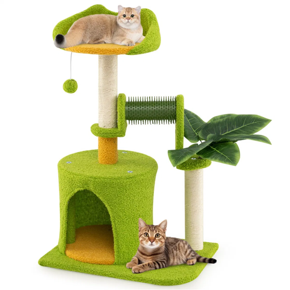 Cat Tree - 22LBS Capacity, Palm Tree Design with Self-Groomer & Scratching Posts — image 1