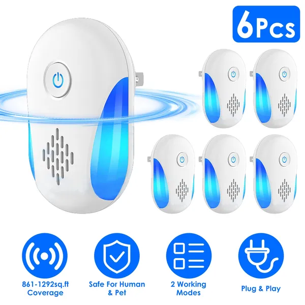 6 Pack Ultrasonic Pest Repeller, Operation Pest Wide Coverage Dual-Frequency Pest Control For Home Apartment Hotel Office Kitchen — image 1