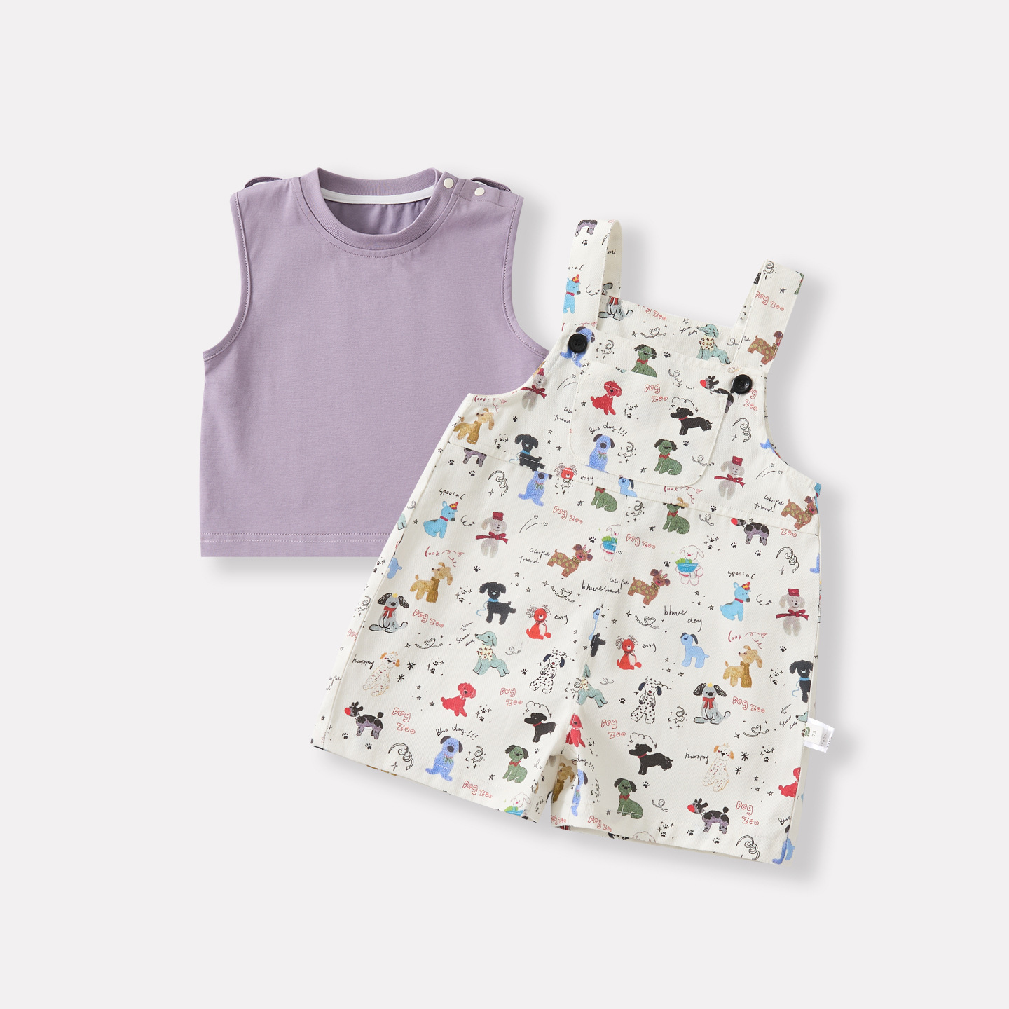 Simple Knit Vest Boy's Stylish Cartoon Dog Print Overalls Two-Piece Set — image 7