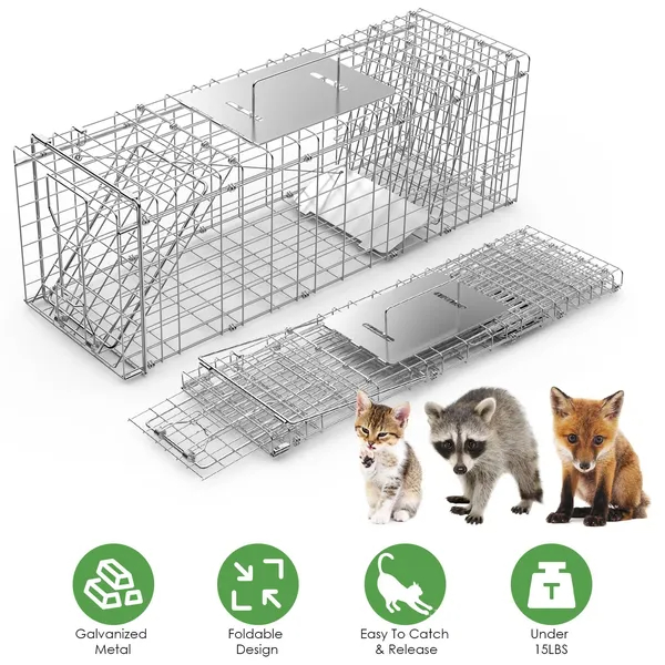 Jaula Trampa Plegable para Animales Vivos, Resistente, 31x12x11', Funda y Guantes Disponibles — imagen 1