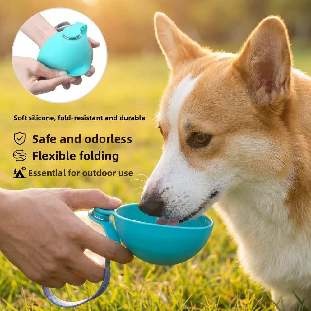 285ML Leak-Proof Feeder Dogs Bottle, Portable Dog Drinker 2-in-1 Stainless Steel Silicon Lightweight Travel Pet Supplies — image 2