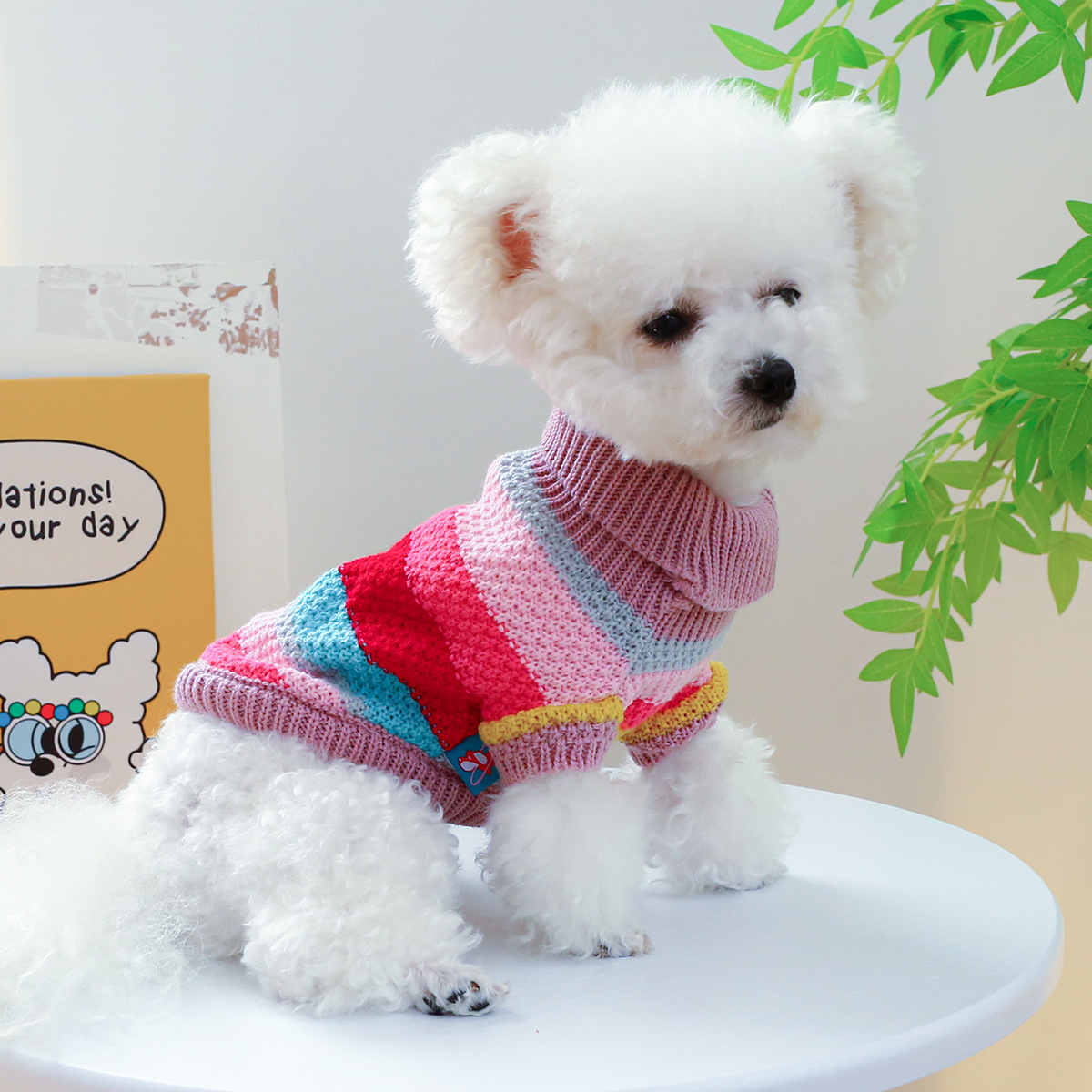 Sudadera cómoda de rayas coloridas para mascotas — imagen 5