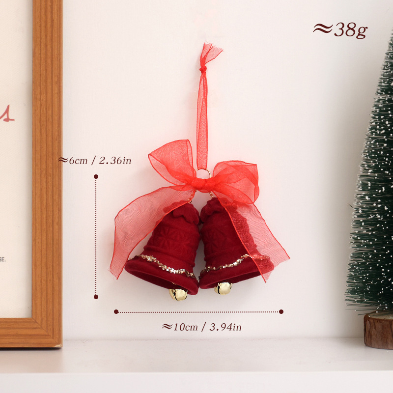 Adorno Navideño de Tela Rojo con Arco y Ciervo para Colgar — imagen 7