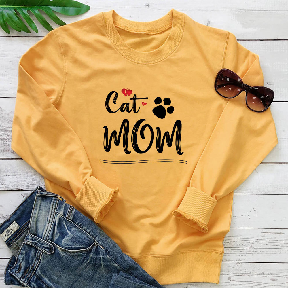 Cat Mom letter cat paw print hoodie — image 5