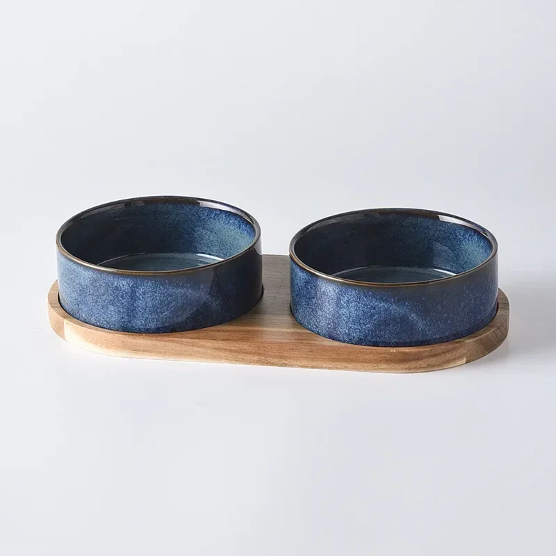 Cat Bowl Cat Food Bowl Ceramic Pet Food Water Feeder Small and Medium-sized Dogs Protection Spine Protection Rollover Prevention — image 1