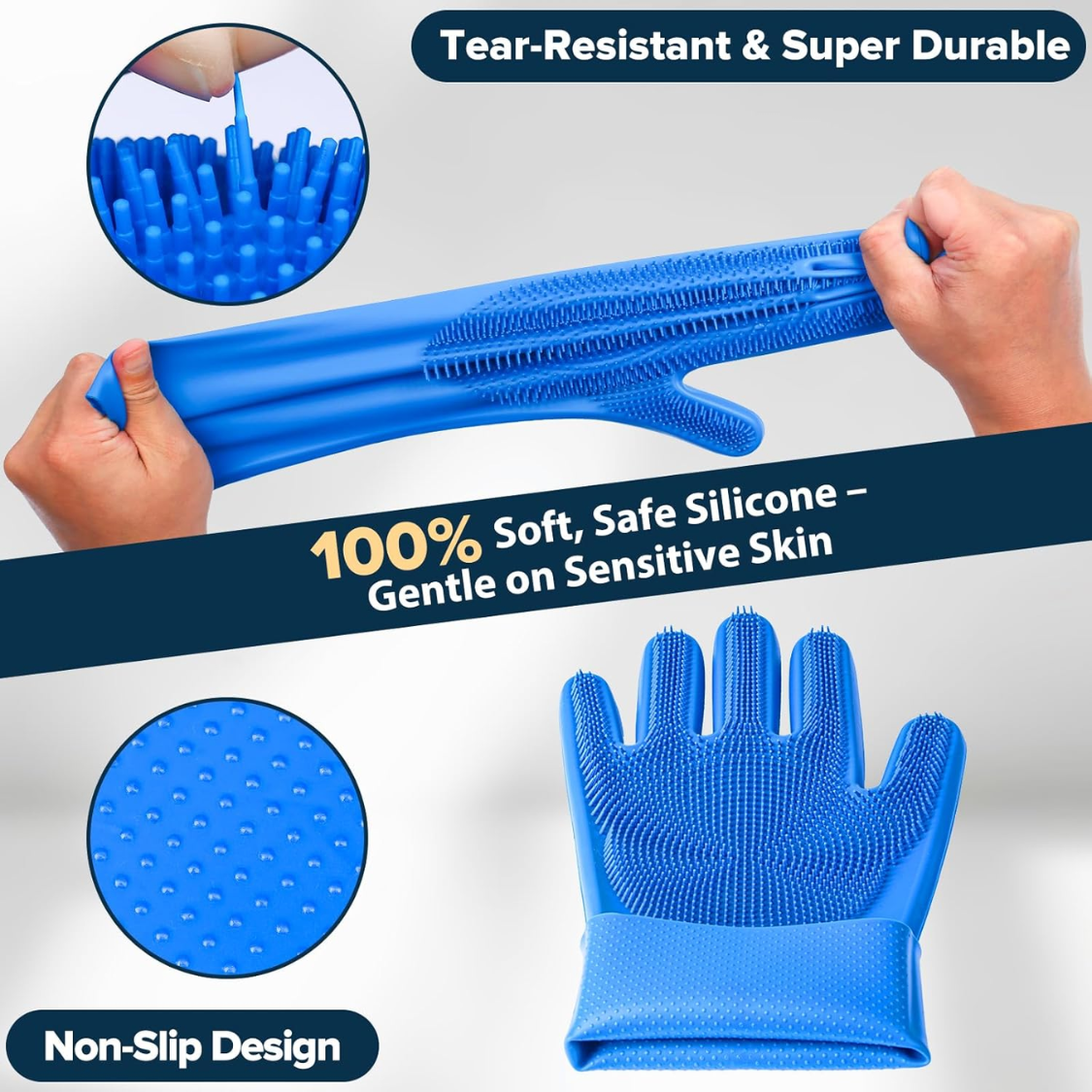 Set de 6 Piezas de Suministros de Baño y Aseo para Perros y Gatos: Guantes de Lavado, Cepillo de Baño y Cepillo de Ducha para Perros, Guantes de Aseo para Mascotas, Kit de Aseo para Perros — imagen 4