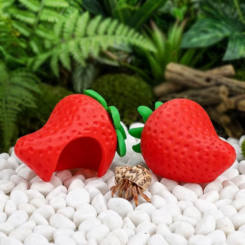 Nueva versión - Escondite en forma de fresa para reptiles: refugio divertido para cangrejos y geckos — imagen 3