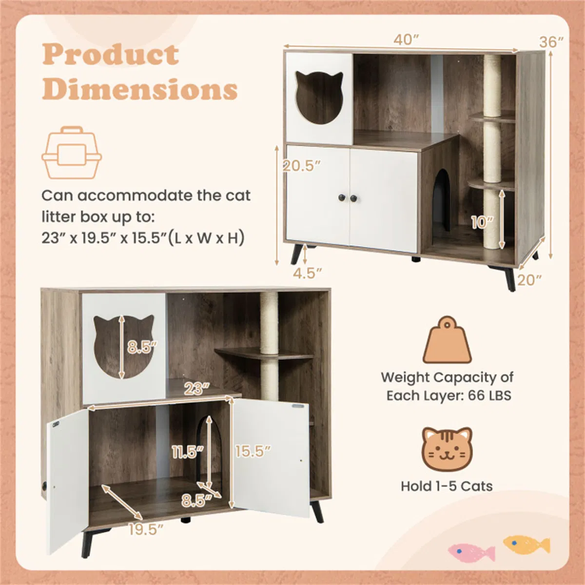 Cat Litter box with Cat scratching post, Cat Apartment, Cat House, locker — image 3
