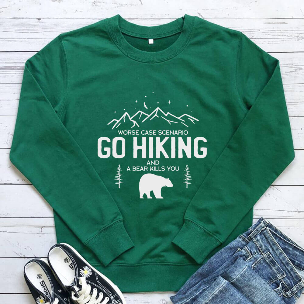 Bear print pattern round neck long sleeved sweatshirt — image 8