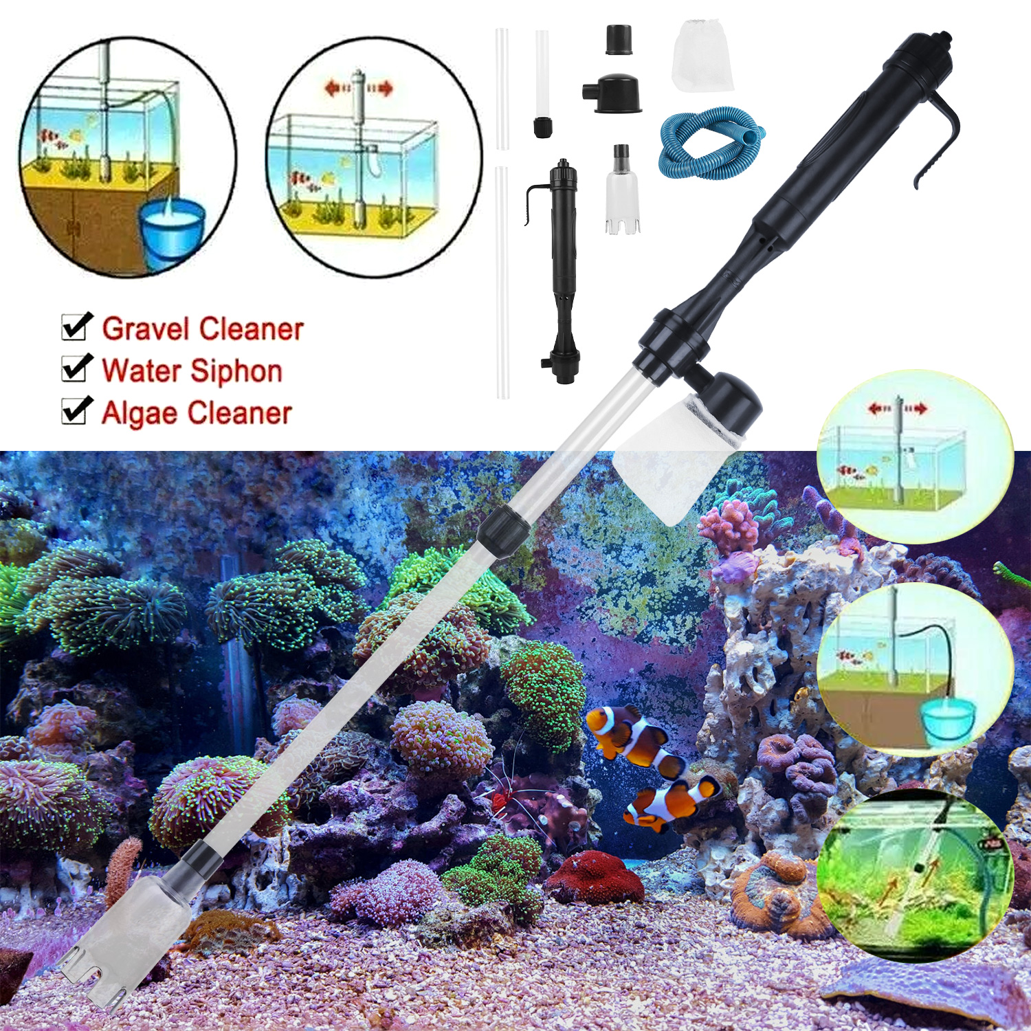 Battery-Operated Aquarium Vacuum Gravel Cleaner For Fish Tank — image 6