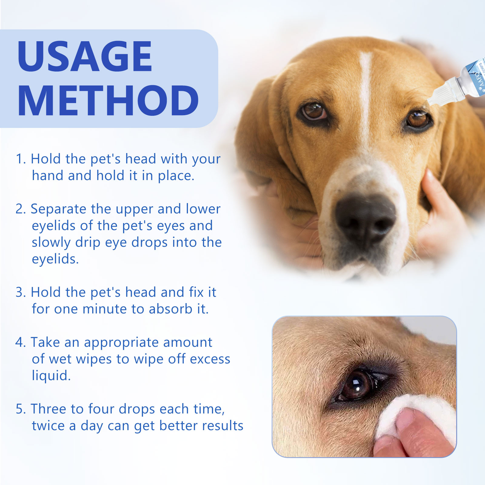 Yegbong Pet Eye Drops, Cats And Dogs Eye Cleaning Care Pet Eye Wash Tear Stain Remover — image 8