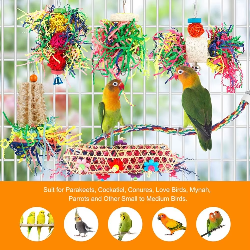 6 PIEZAS Juguetes de Papel para Picar y Forrajear para Aves Colgantes — imagen 6