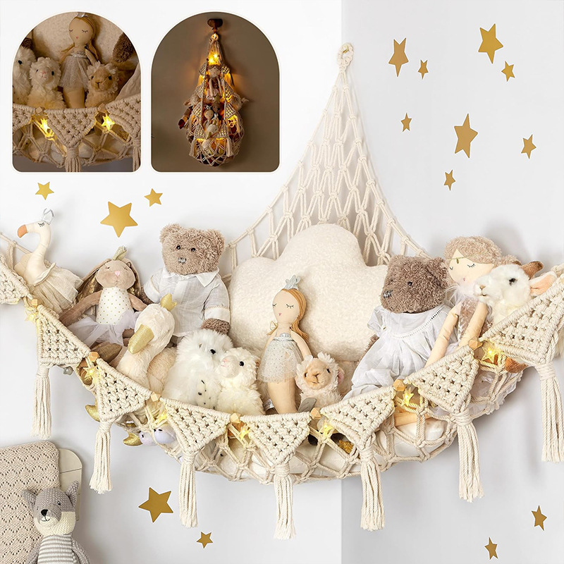 Space-Saving Toy Hammock, Decorative Woven Net to Organize Giant Stuffed Animals in Bedroom — image 4